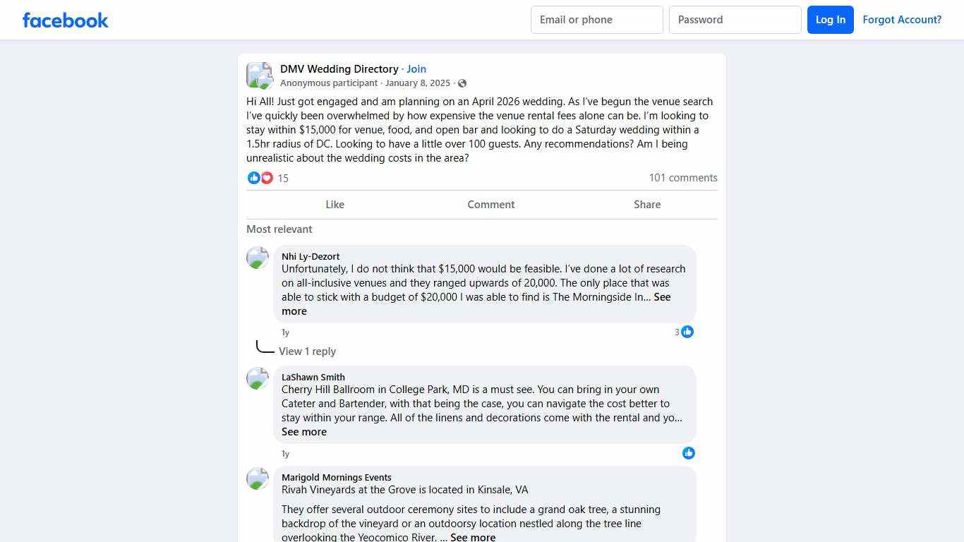 DMV Wedding Directory | Hi All! Just got engaged and am planning on an April 2026 wedding | Facebook