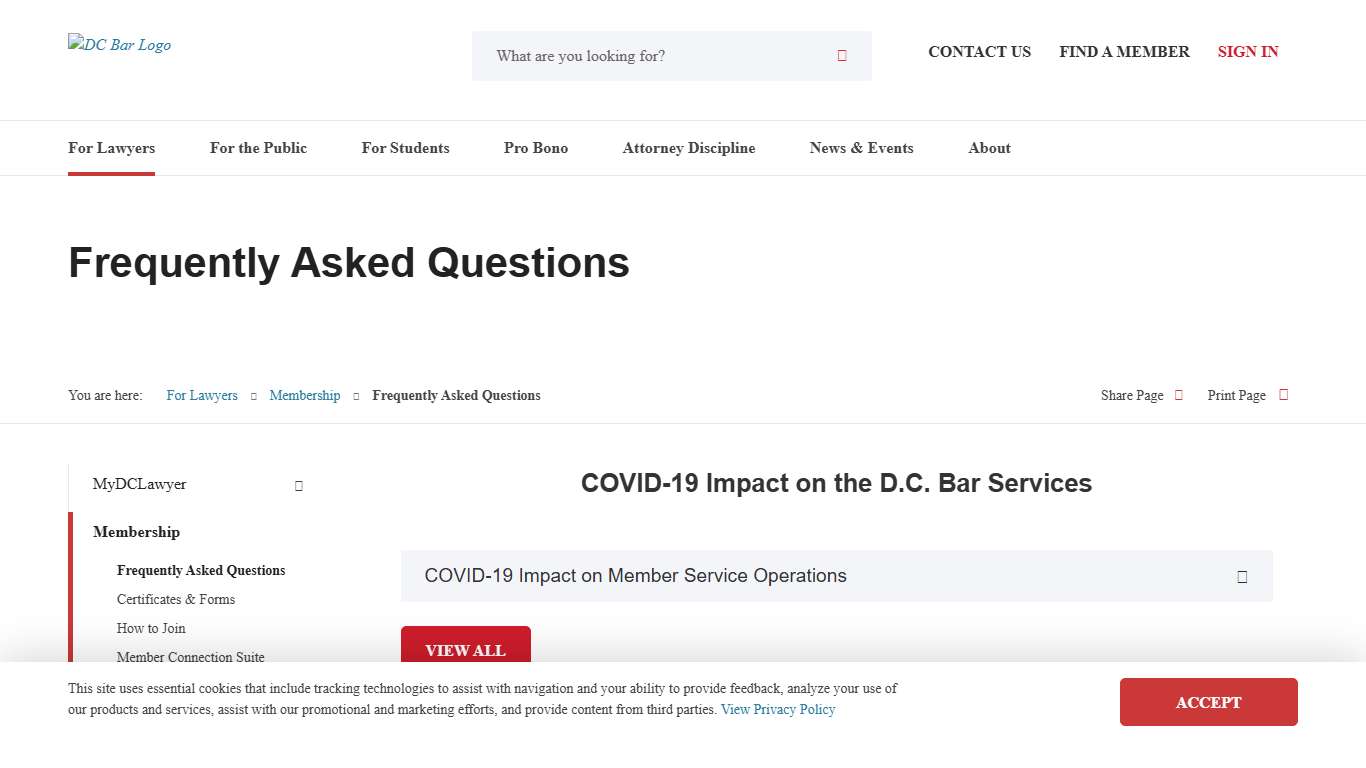 DC Bar - Frequently Asked Questions