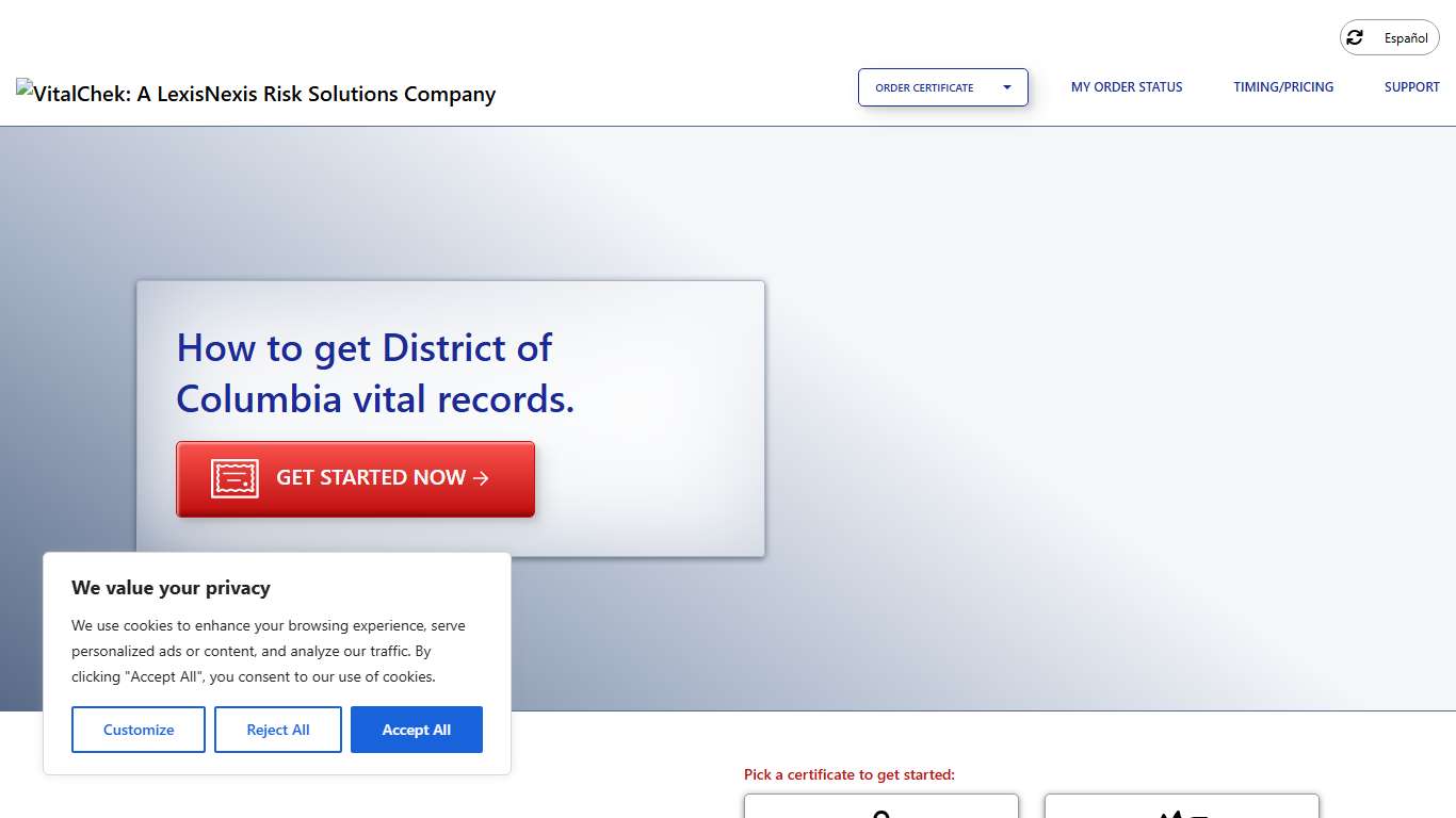 District of Columbia (DC) Vital Records | State Certificates - VitalChek
