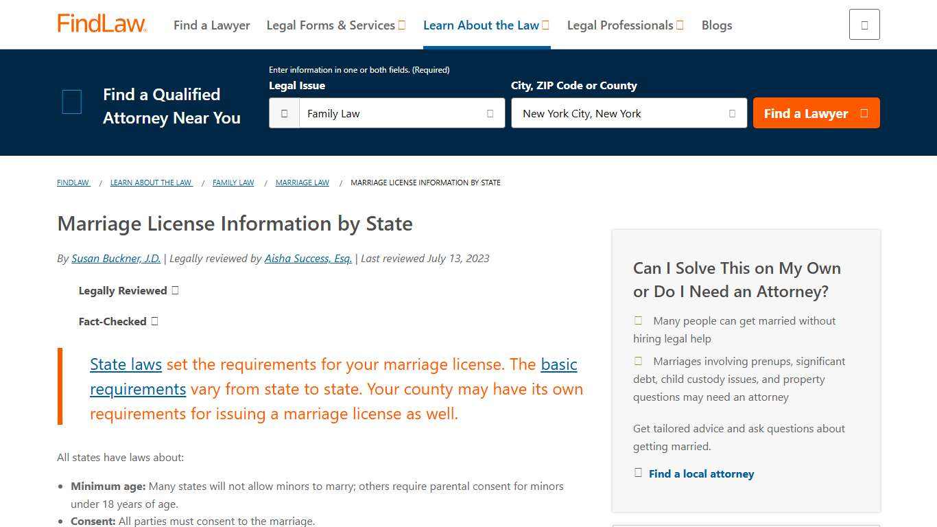 Marriage License Information by State - FindLaw
